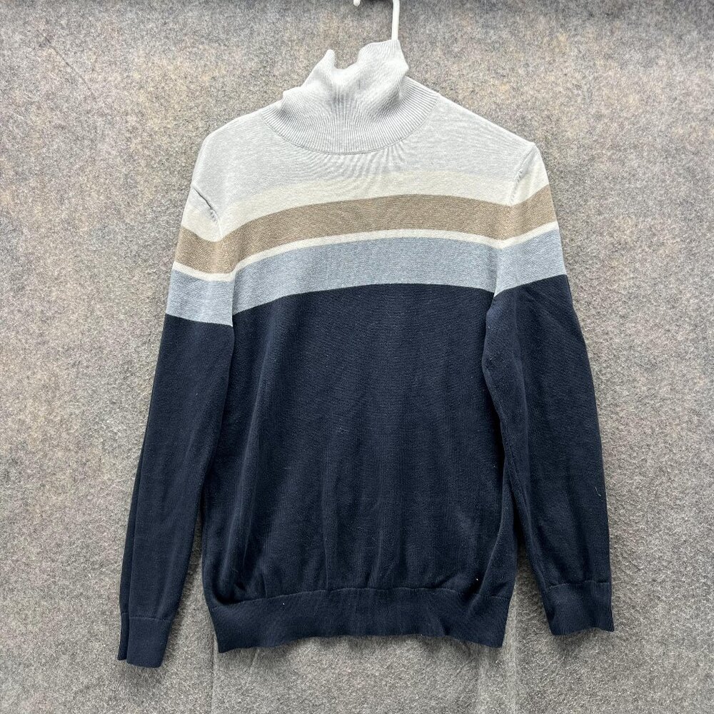 Burton Sweater Men Small White Blue Pullover Turtle Neck Cotton Casual London
